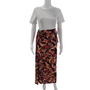 Prabal Gurung Womens Drape Front Goddess Skirt - Black Multi Size XS